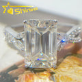 New Arrival Emerald Cut VVS Moissanites Engagement Ring Dropshipping Engraved 925 Silver Gold Plated Wedding Rings