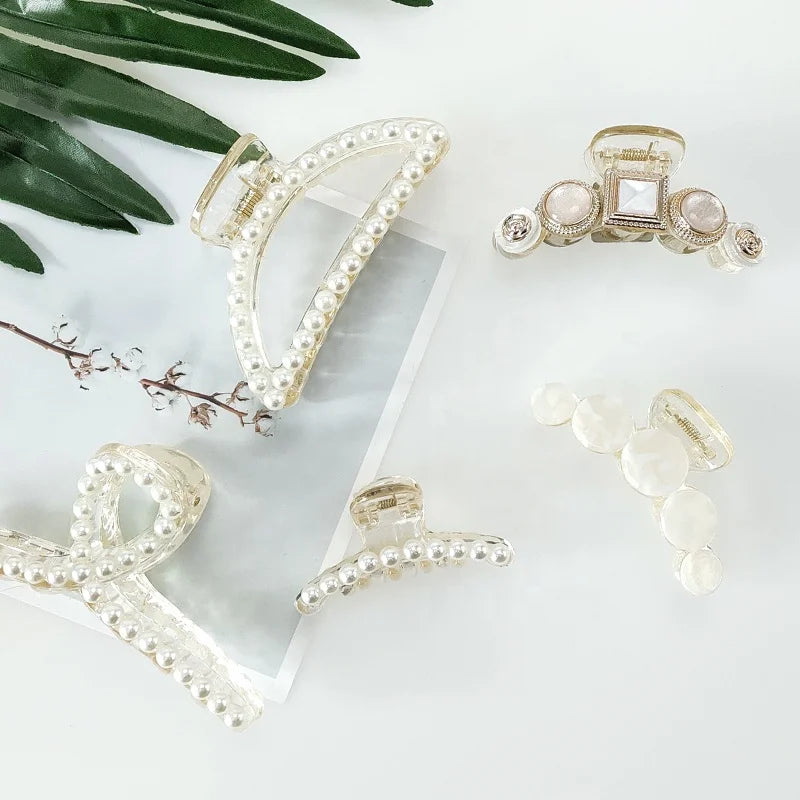 Wholesale Fashion Girls Hair Clips Accessories Pearl Crystal Hair Claw Women Small
