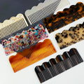 Retro Elegant Symmetric Wavy Edge 14cm Simple Design Hair Combs Marbling Lace Combs Acetate Anti-static Women Combs