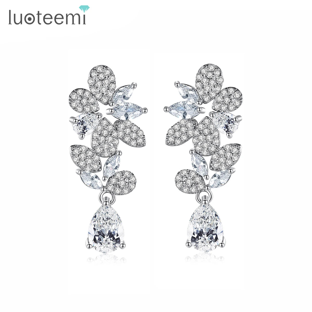 LUOTEEMI European Designed Popular Luxury Diamond Fancy Woman Bohemian Trending Wedding Earing 2023 Zirconia Jewelry Earring
