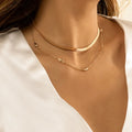 18k Gold Plated Multilayer Necklace Snake Bone Chain Choker Gold Flat Snake Chain Necklace Collana a Catena