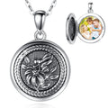 Memorial Jewelry 925 Sterling Silver Bee and Flower Design Round Shaped Photo Locket Pendant Necklace for Girls or Boys