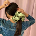 Accept Customer's Logo Oversized Elastic Ruber Jumbo XXL Silk Satin Hair Scrunchies Hair Ponytail Ties for Women Girls