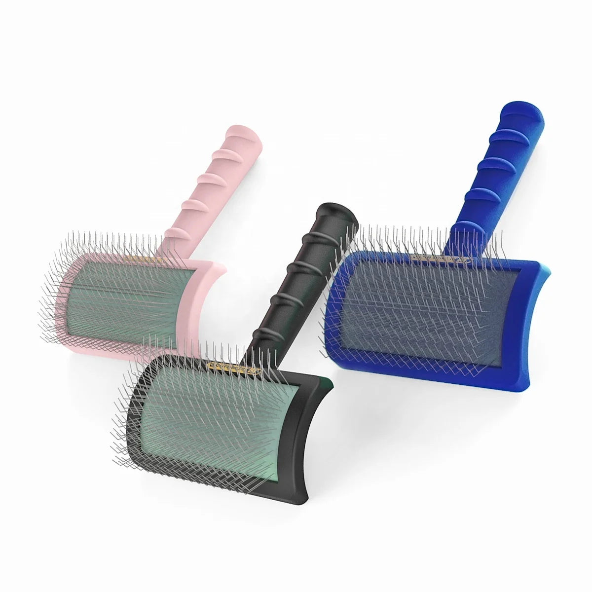Baoli Custom Logo Spazzola Per Animali Pet Dog Slicker Brush 25mm Long Firm Stainless Steel Pins Detangling Dog Brushes