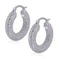 Trendy 23MM CZ Heavy Hoop Micro Pave Earrings Gold Plated Rhodium Plated Sterling Silver 925 Gift