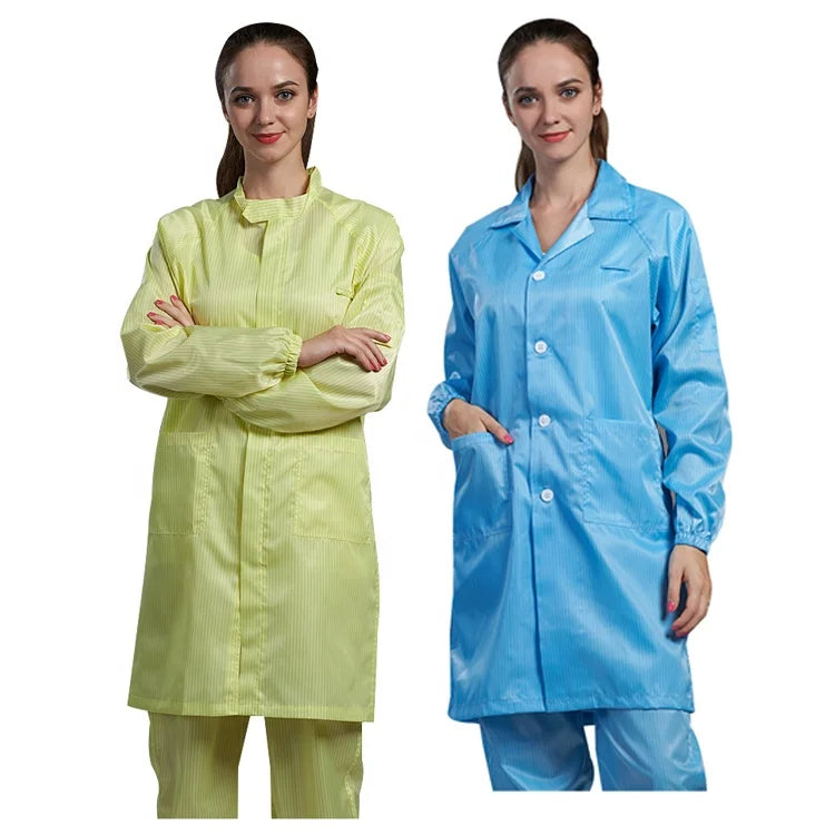 H-1104 100D Stripe Anti-Static ESD Robe Cleanroom Clothes Safety Clothing ESd Smock