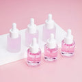 Flat Shoulder Cylinder Glass Bottle with Dropper Clear Frosted Glass 15ml 20ml 1 oz  Cosmetic Packaging White Round
