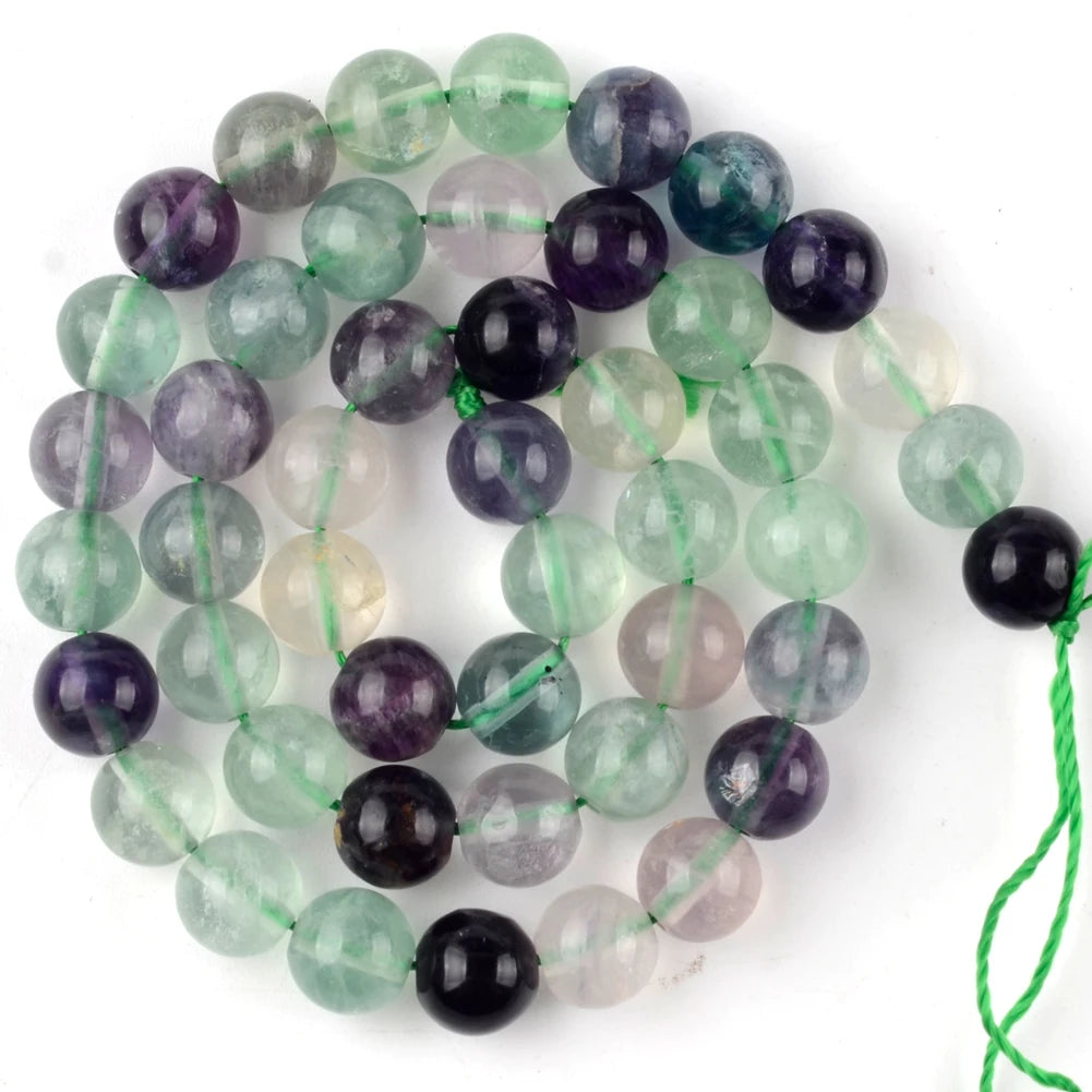 Natural Colorful Fluorite Stone Beads for Jewelry Making Diy Bracelet Necklace 4 6 8 10 12mm Round Loose Spacer Mineral Beads