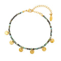Delicate Natural Stone Bead Bracelet Men Women Vintage No Fade 18K Gold Tassel Stainless Steel Bracelet Charm Bracelets