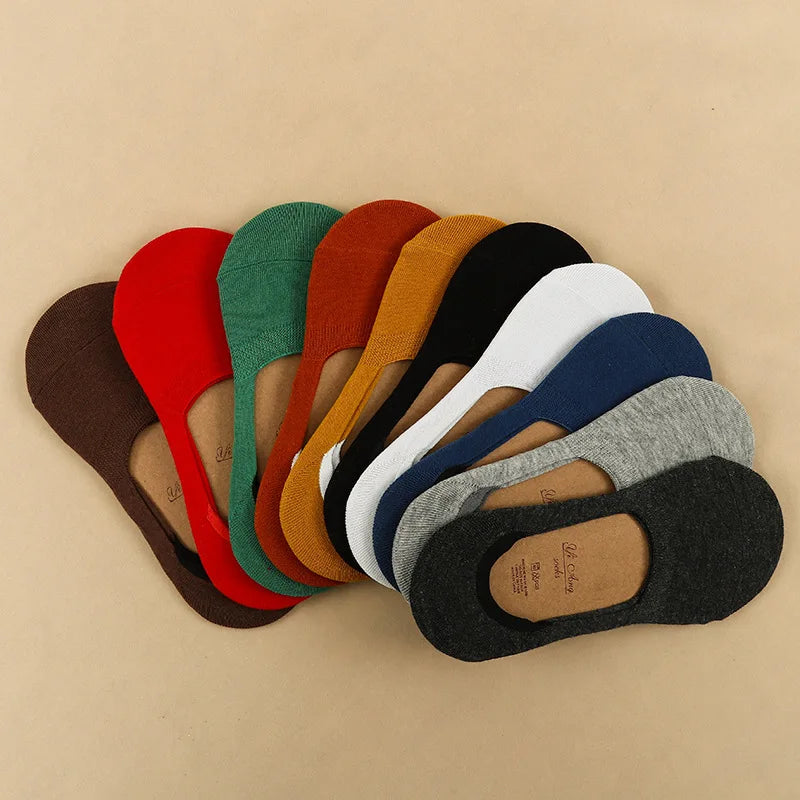Wholesale Men's Spring Summer Socks Solid Color Non Slip Loafer No Show Short Invisible Liner Socks