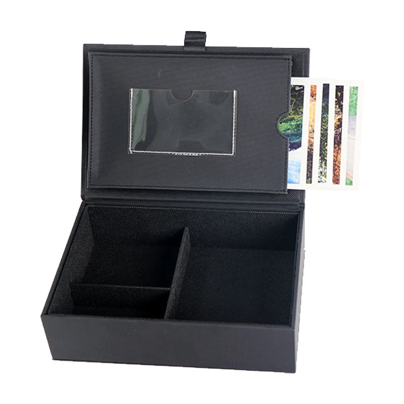 Customized Design  Office Desk Boxes Decorative Large Black Leather Storage Box