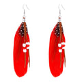 Unique Design Long Tassel Feather Earrings Bohemian Vintage Boho Style Vintage Beaded Dangle Jewelry for Women Girl
