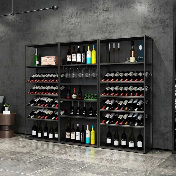 Wholesale Large Tall Metal Slant Wine Bottle Rack Shelf Panel Design for Home Dining Furniture Material Dining Chair Compatible