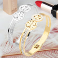 Fashion Women's Trendy Jewelry Gift Accessories Diamond Gingko Leaves Plated 18K Gold Stainless Steel Charm Bracelet Wholesale