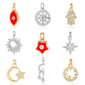 2026 Hot Selling Charms for Jewelry Making Sun Moon Palm Pentagram Crescent Copper Zircon Silver/Gold Plated Pendant Accessories