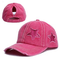 Wholesale Fashion Hip Hop Ponytail Baseball Hats 6 Panels Washed Distressed Baseball Cap Denim Ponytail Baseball Trucker Hat