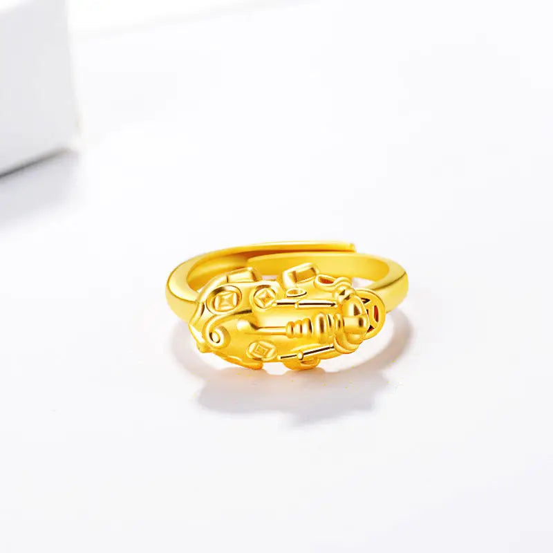 Wholesale Gold Plated Copper Open Rings Adjustable Pixiu Charm Ring Couple Jewelry Good Luck Pi Xiu PIYao Ring