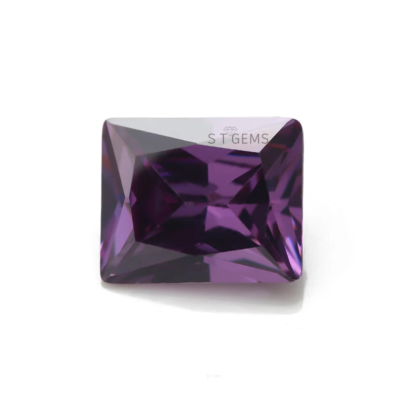 Ready to Ship 200 Pcs Loose Gemstone Rectangle Shape Amethyst Cubic Zirconia Stones for Sale