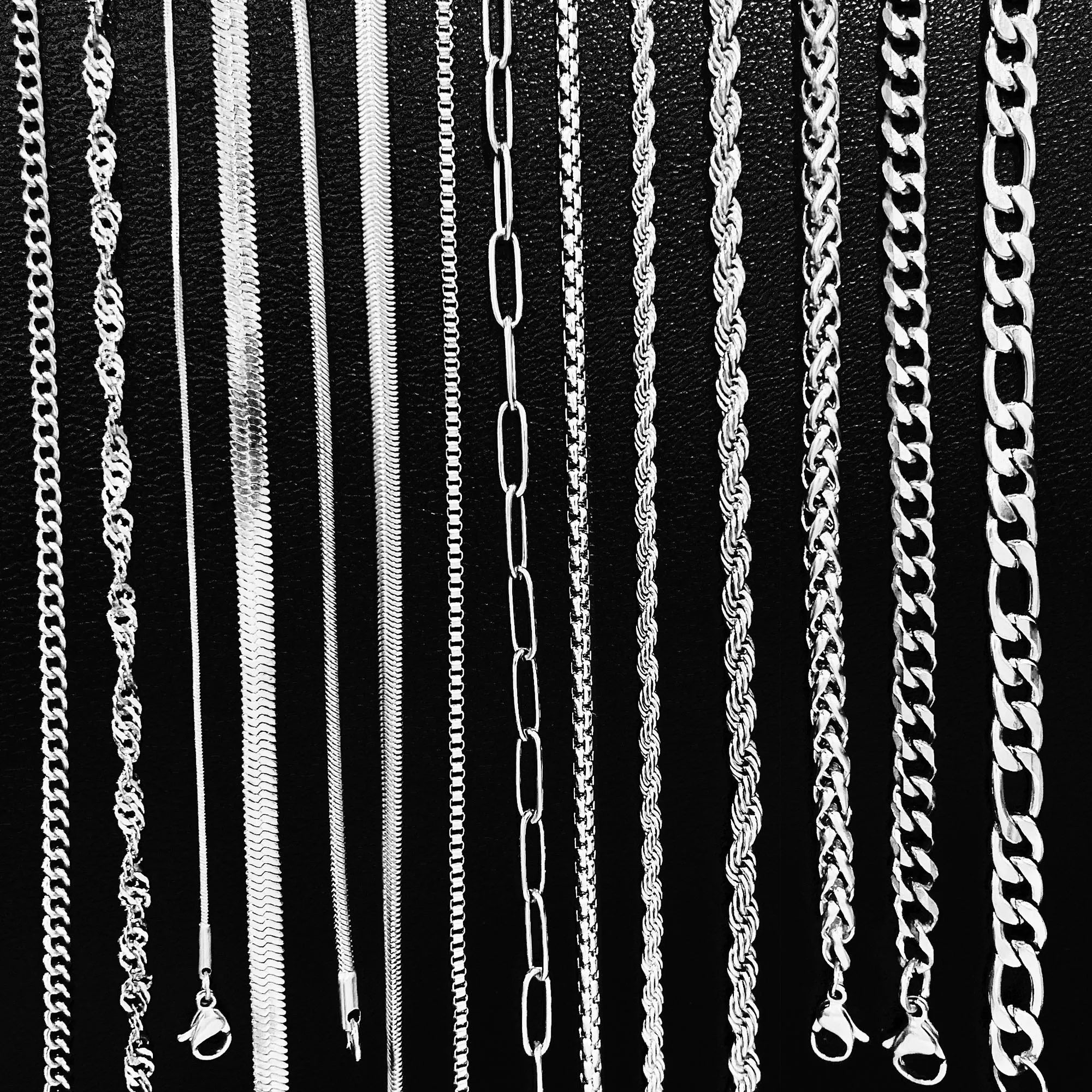 Men Hip Hop Jewelry Cuban Chain 18k Gold Plated Herringbone Choker Snake Chain Necklace Figaro Paperclip Chain Link Necklace