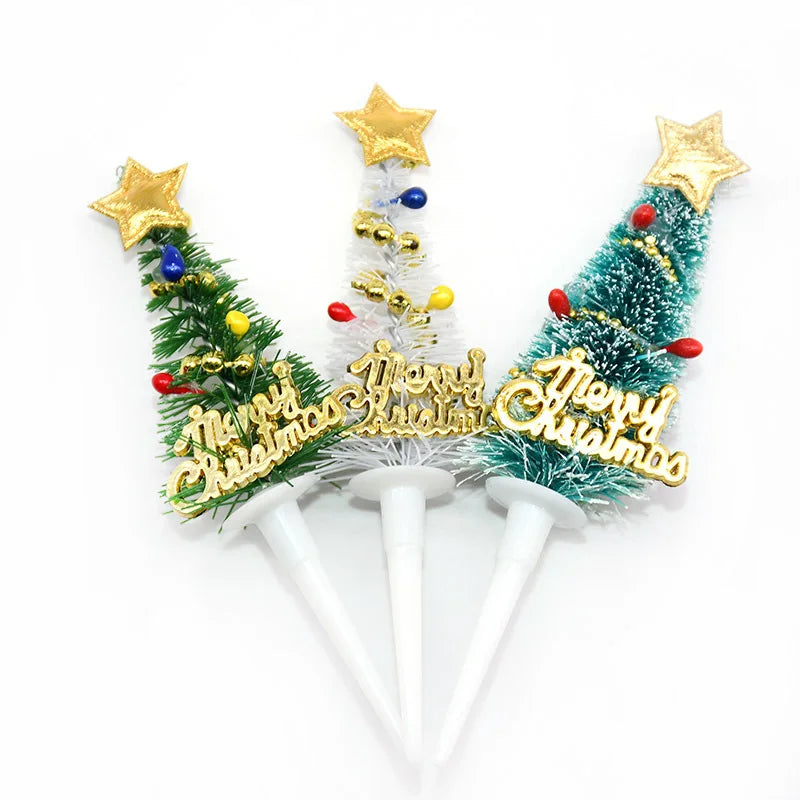 Three-Dimensional Christmas Tree and Root Cake Card Baking Scene Plug-In Party Decorations and Dress-Up Supplies