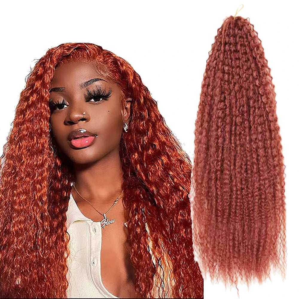Kinky Curly Crochet Hair Bulk 18-28inch Brazilian Braids for Ombre Color Black Grey Red Pink Golden Brown High Temperature Fiber