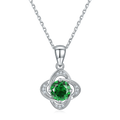 Wholesale Four Leaf Clover Necklace White Gold Plated Moissanite Lab Grown Emerald Crystal S925 Silver Pendant Necklace