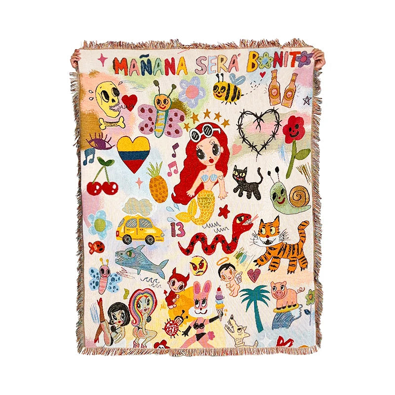 Custom Popular Singer Design Fashion Karol G Blanket Custom Woven Tapestry Blankets  Karol G