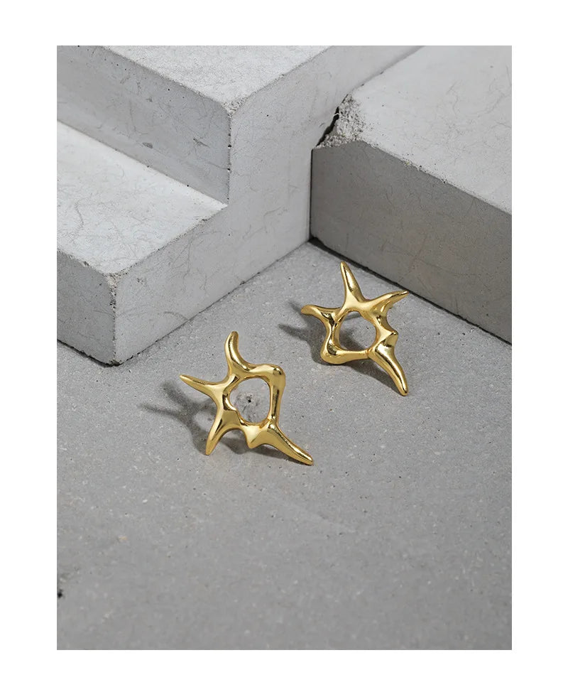 VIANRLA 925 Sterling Silver Women Minimalist Gold Plated Stud Earrings Custom Jewelry