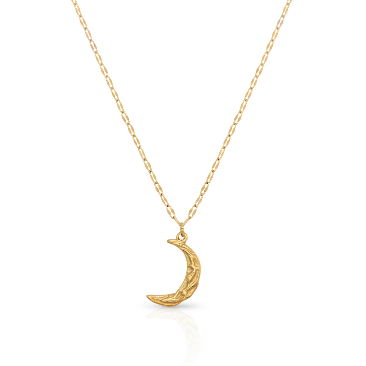 Chris April Fashion Jewelry 316L Stainless Steel PVD Gold Plated Moon Pendant Necklaces for Women