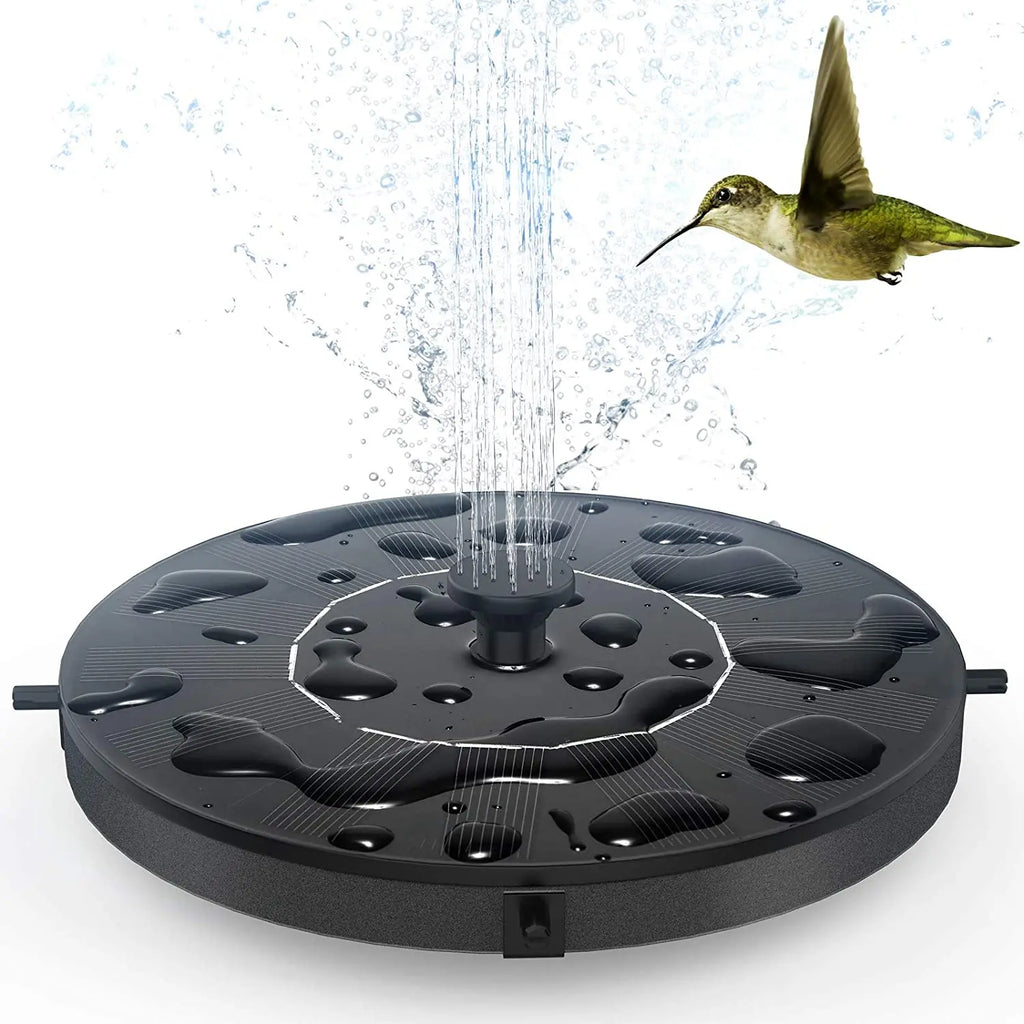 Bird Bath Solar Fountain Solar Powered Automatic Floating 6 Nozzles 4 Plastic Tubes Black 200L/h Flow 45cm Spray