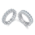 Daidan Bling Row Drill Oval Square Full Zircon Pave High Carbon Diamond Eternity Sterling Silver Iced Out Rings