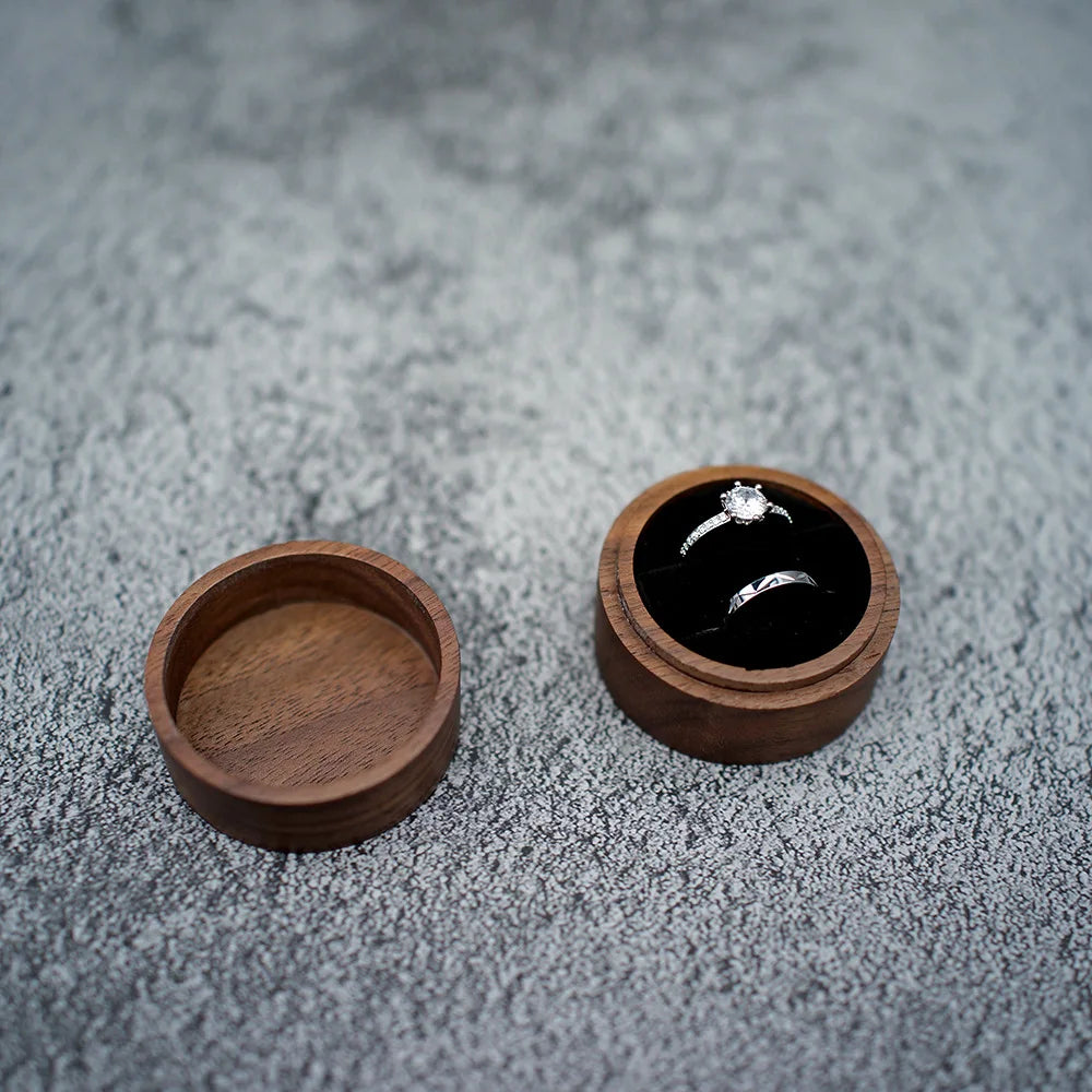 Factory Stock Customized Shape Solid Wood Wedding Ring Box Engraved Wood Crafts Set Love Theme Freestanding Gift Art Collectible