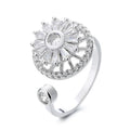 Exquisite Crystal Zircon Rotatable Open Adjustable Ring Anxiety Relief Spinning Ring for Women