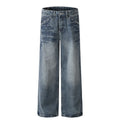 Designer Unique Riveted Design Stone Wash Jeans Men's Fashion Brand Vibe Straight-barrel Fitting Mens Jeans Trousers