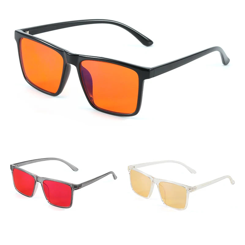 Square Orange Red Yellow Gaming Eyewear Bluelight Blockers Glasses Night Vision Computer Anti Blue Light Blocking Eyeglass Frame
