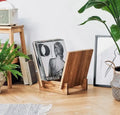 JUNJI Easy-to-Assemble Wall-Mounted Vinyl Record Storage Display Flip Rack Wood Bamboo and Removable Design