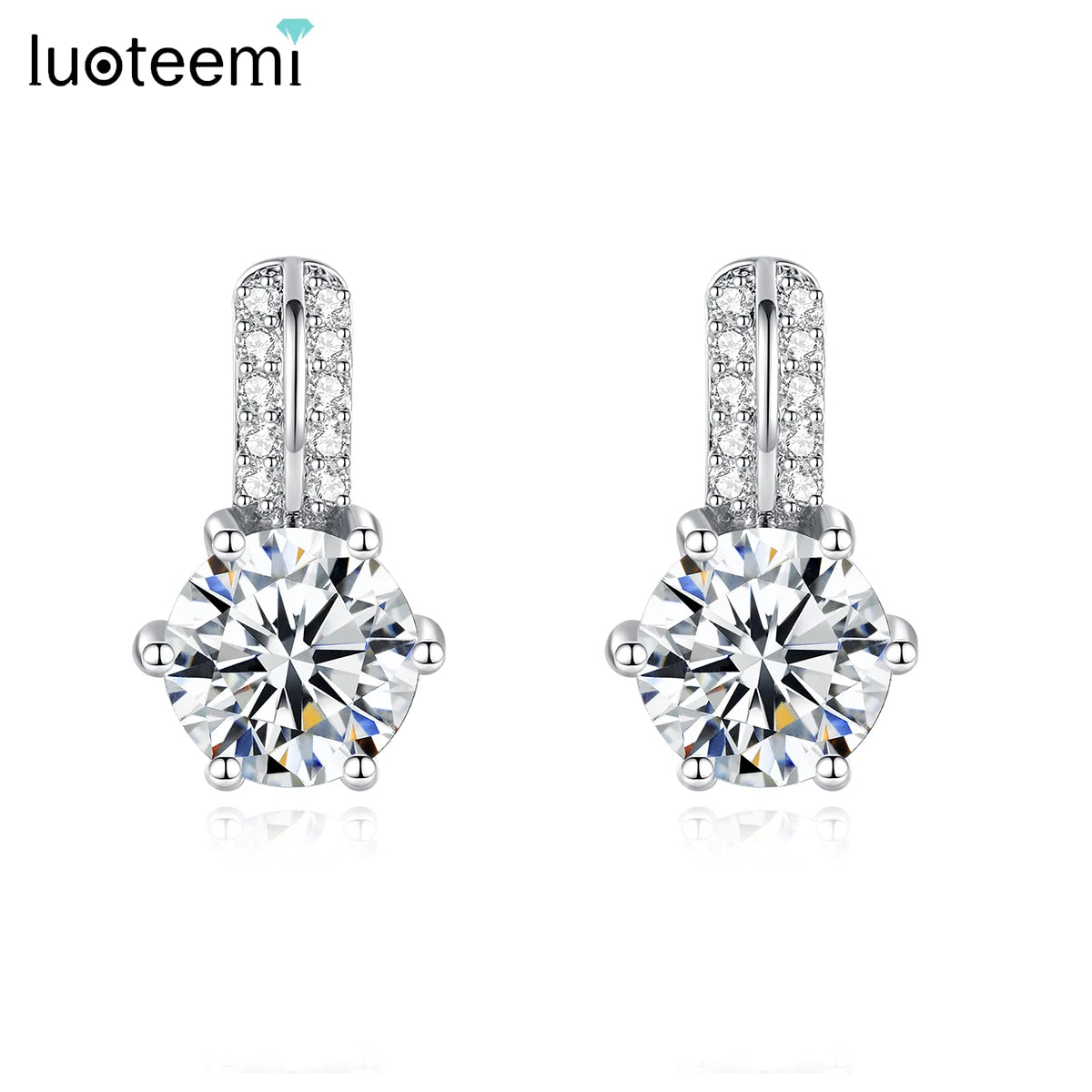 LUOTEEMI Fashion Wholesale Six Claw Cute Earring Zircon Designer Popular Accessories Jewelry Statement Party Earring for Women