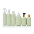 Matte Green HDPE Plastic Cosmetic Packaging Custom Luxury Hotel Squeeze Empty Body Bamboo Lotion Shampoo Bottle Set 300ml 500ml