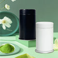 Eco Friendly Luxury Round Airtight Coffee Tea Packaging Black White Matcha 50g Stackable Food Grade Tea Tin with Inner Lid MegaBDM