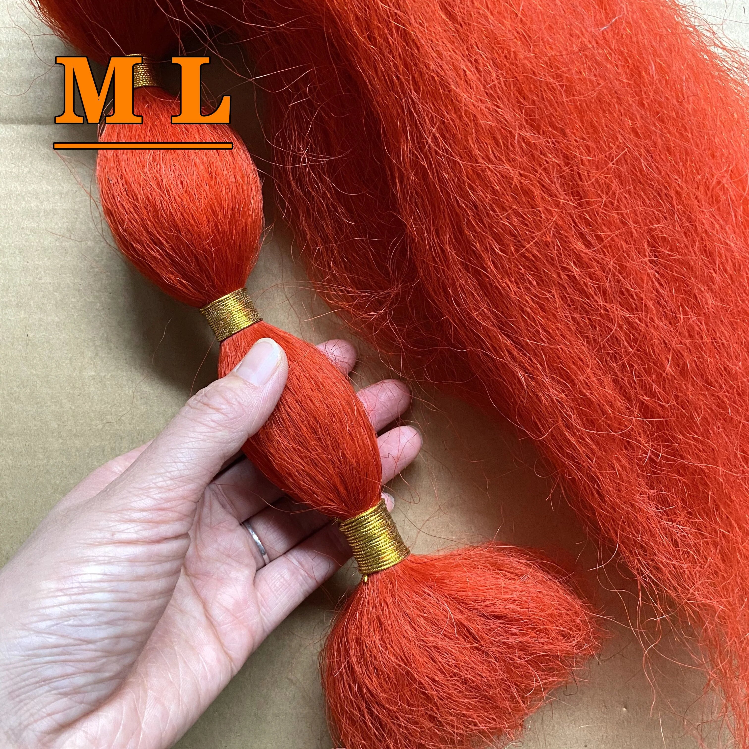 2026 Yak Hair Bundles 100% Washed Yak Tail Hair Dyed Red Color 22''