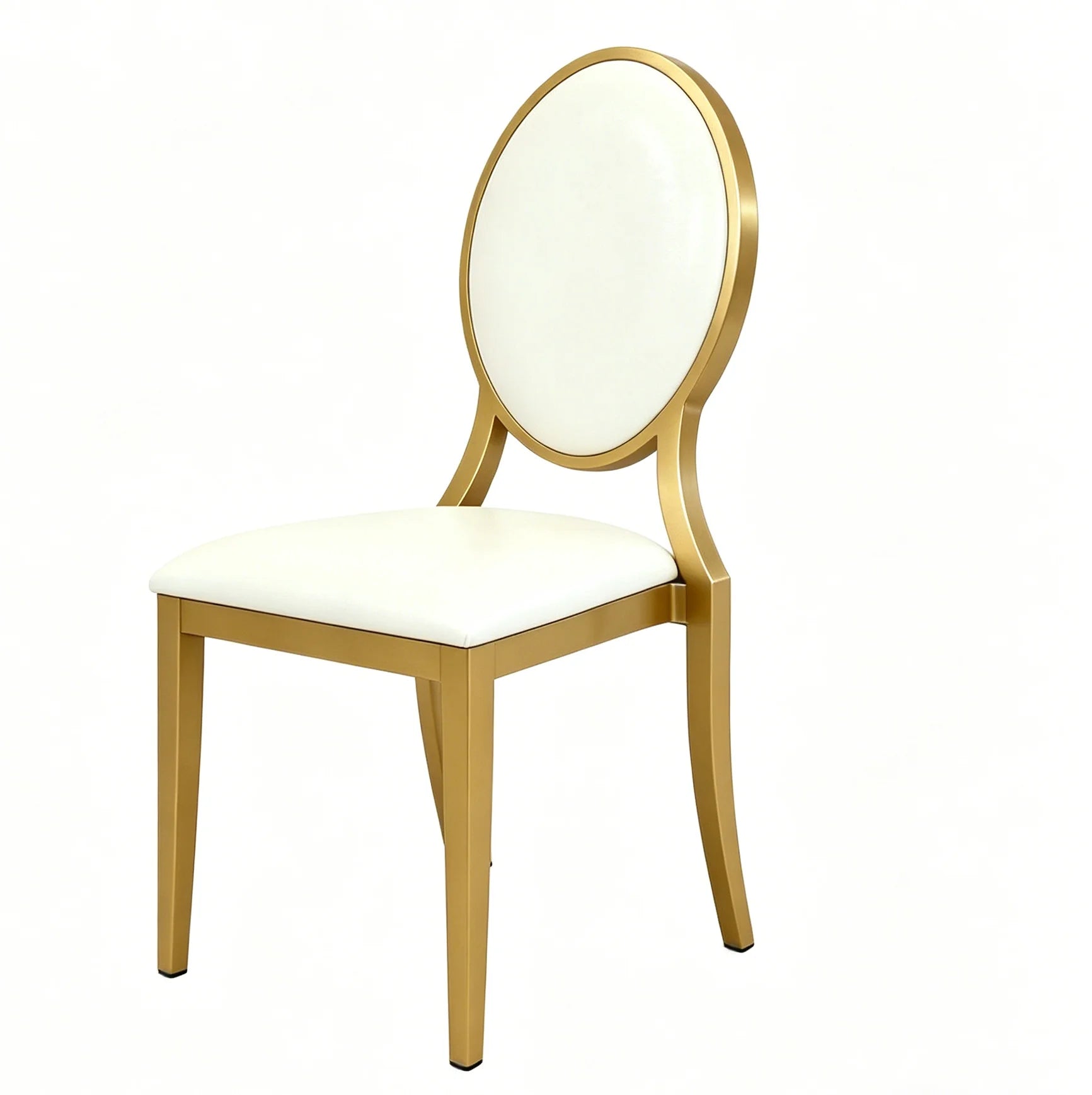 Outdoor White Gold Colors Wedding Stackable Steel Metal Chairs for Events Luxury Round Back Dining Tables Decoration Chair