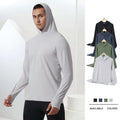 OEM Custom Men's Hooded Long Sleeve Thumbhole Shirt Quick Dry Breathable Gym Running Outdoor Sports Top for Fitness Training