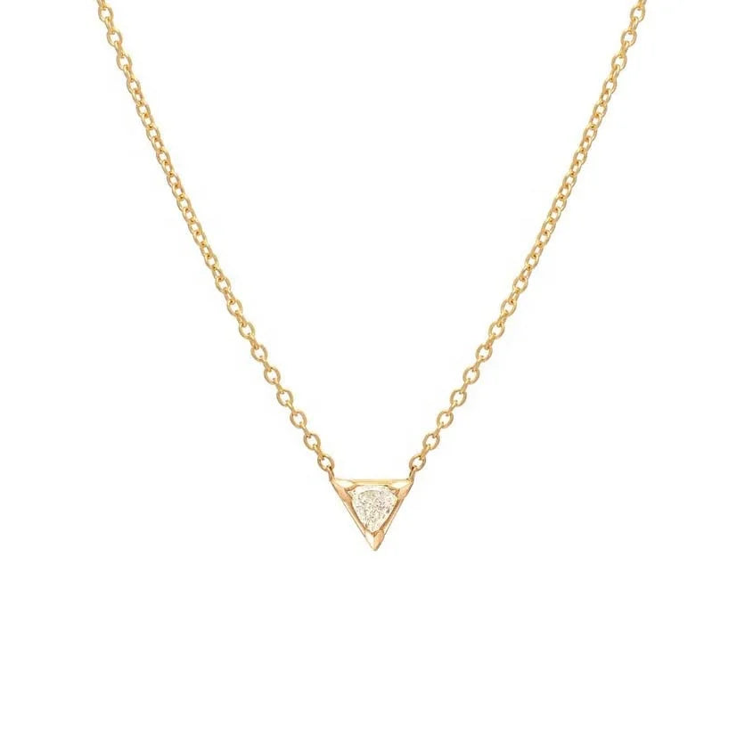 LOZRUNVE 925 Silver Gold Plated Solitaire Diamond Triangle Necklace Jewelry for Women