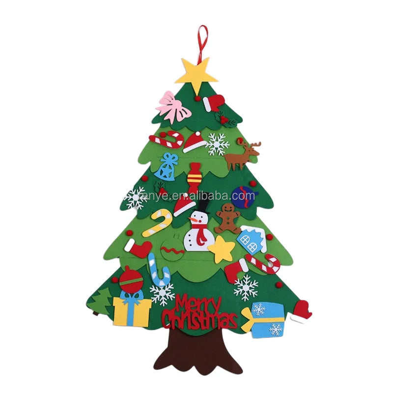 DIY Felt Christmas Tree with 25 Pcs Ornaments Xmas Tree Wall Hanging Felt Decoration