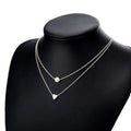 HSJ-124 Wholesale Fashion Simple Neck Jewelry for Women Multi Double 2 Layers Pearl Metallic Metal Alloy Heart Pendant Necklace