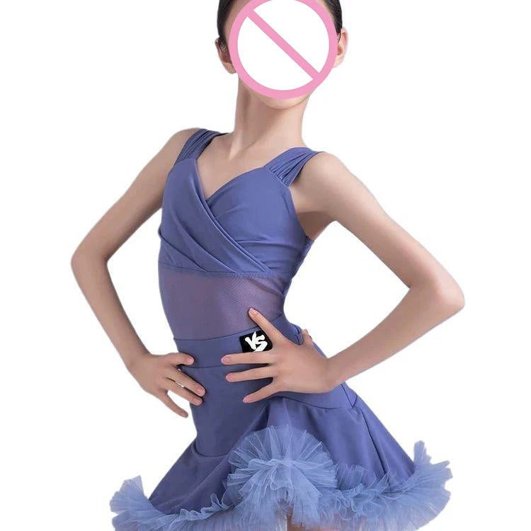 l Latin Dance Dress for Girls Fringe Figure Skating Dresses Ballroom Dancewear With Gloves Choker Shorts