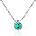 Silver Jewelry on Stock  Simple Design Drop Shape Green CZ Stone 925 Sterling Silver Necklace Colier Pour Femme