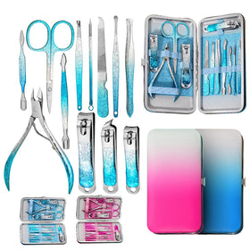 High Stainless Steel Finger Nail Cutter Pedicure Kit Sharp Nail Scissors File Nail Clippers Sets with Leather Sheath