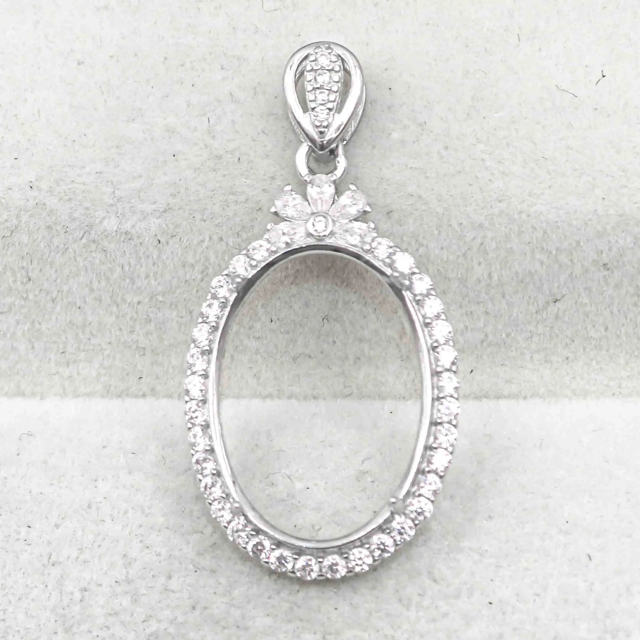 Sterling Silver 13*18/16*21/18*23mm Semi Mount Pendant Empty Support Blank Claw Setting S925 Base Without Center Stone for Inlay