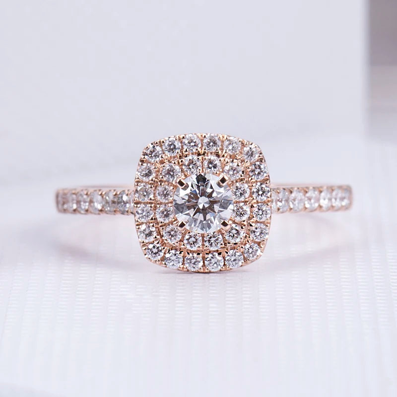 Messi Gems 14k Rose Gold halo Full Diamondwedding Engagement Lab Diamond Ring